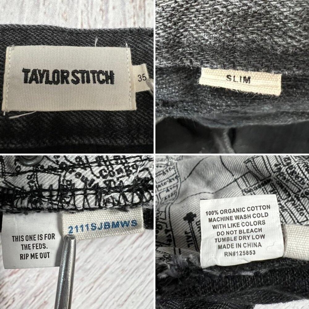 TAYLOR STITCH The Slim Organic Cotton Selvage Jean SIZE 35 x 27 Black Wash Denim - Picture 3 of 13